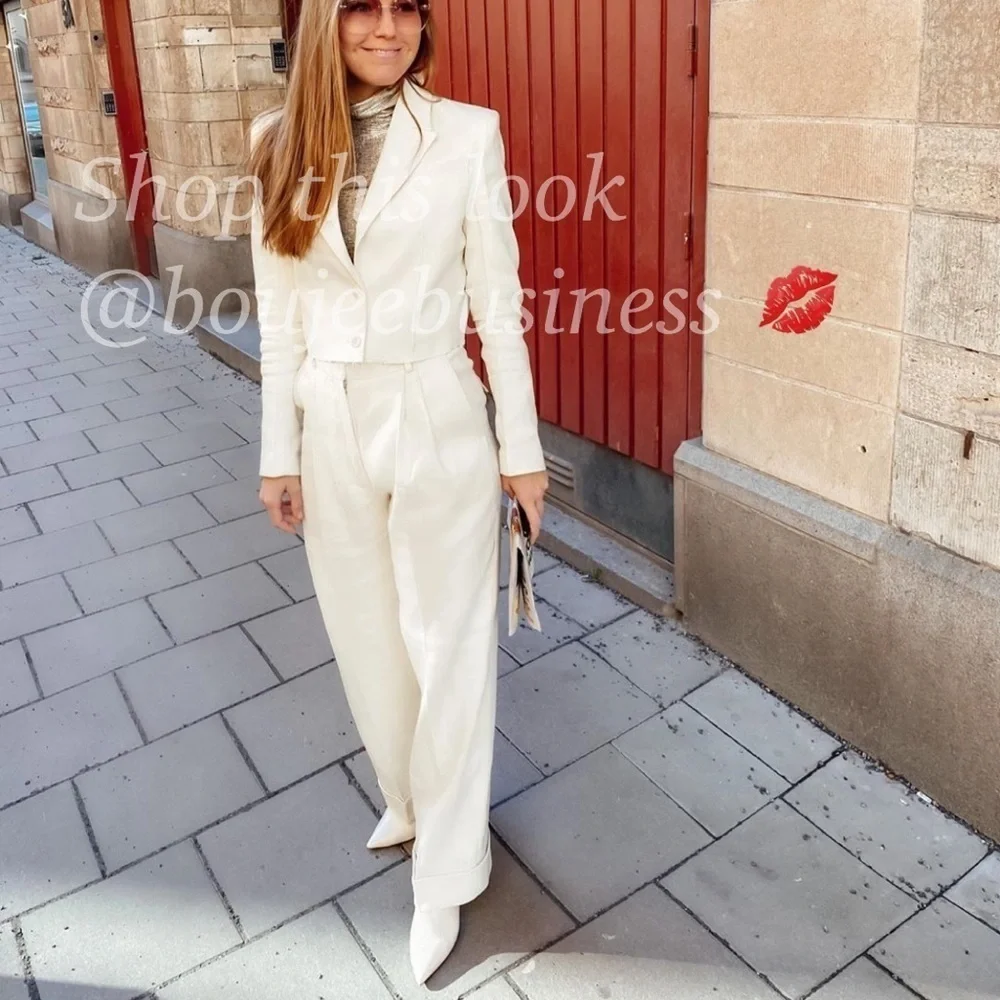 H&M Wide-Leg Twill Pants